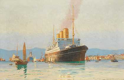 诺曼·威尔金森 加拿大太平洋班轮加拿大皇后号停靠香港港