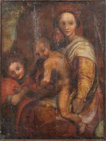 佛罗伦萨学校 圣母玛利亚与孩子和婴儿圣约翰施洗者