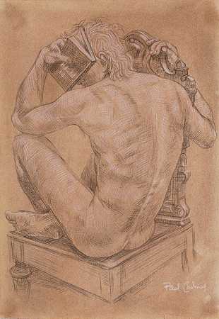 保罗·卡德摩斯 男性裸体坐着看书