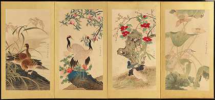 陈之佛（1896-1962） 季节性花卉和鸟类