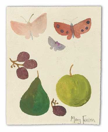 玛丽喂了R.A。 蝴蝶、梨和苹果