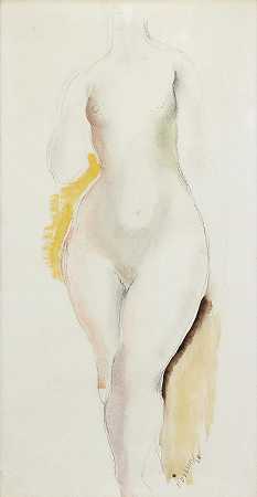 弗兰克·多布森R.A。 女性裸体48.5 x 25.5cm。