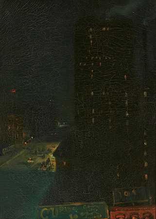 查尔斯·罗洛·彼得斯 旧金山夜曲25 1/4 x 18 3/8英寸。框架30 x 23英寸。