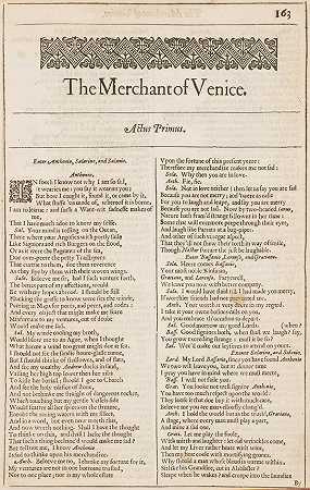 莎士比亚，威廉。1564-1616. 威尼斯商人。伦敦：Tho印刷。科茨，1632年。