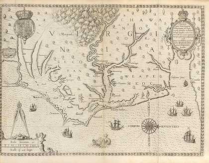 布莱，西奥多·德。1528-1598年托马斯·哈里奥特。 弗吉尼亚州商业和国际贸易部。法兰克福：约翰·韦切尔，1590年。