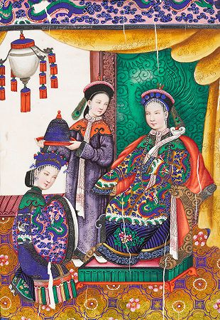 中国外销画。 36幅画集，木髓纸上的水墨和水粉，182 x 280毫米，19世纪，