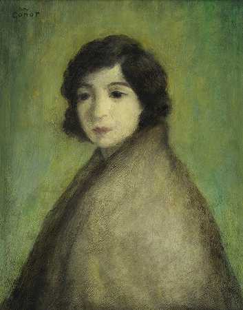威廉·康纳R.H.A.，R.U.A。 披着披肩的女士肖像