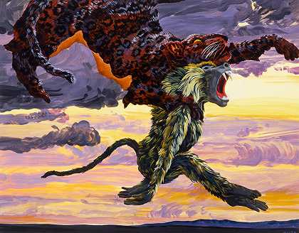 梅丽莎·米勒（生于1951年） 豹纹狒狒（1985年）印花“MILLER”23 x 29英寸