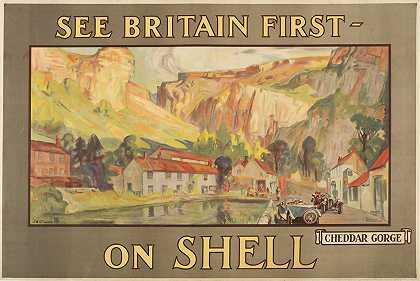 查尔斯·福奎雷（1872-1956） 切达峡谷贝壳上的英国第一眼