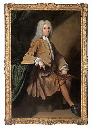 约瑟夫·海莫尔 托马斯·希思爵士的肖像，全身，坐在桌子旁