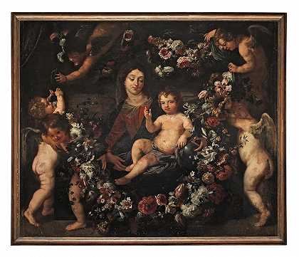 Gaspar Pieter Verbrugghen圈 被花环环绕的麦当娜和孩子