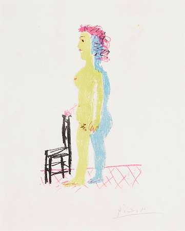 巴勃罗·毕加索 裸体坐在椅子上