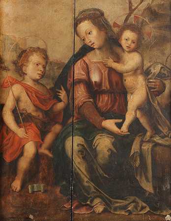 Domenico Beccafumi的追随者 圣母玛利亚与婴儿圣若望浸礼会