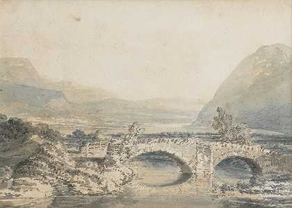 约瑟夫·马洛德·威廉·透纳RA 带有桥梁的山区河流景观