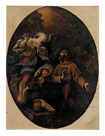 Paolo de Matteis圈 阿西西的圣方济各带着天使和普蒂