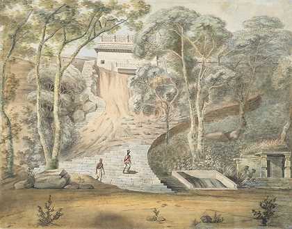 英语学校 印度的两种观点：帕拉尔河的源头，南迪山Sherzapore附近的陵墓分别为32.4 x 41.3cm和22.5 x 36cm。两个都未加框架