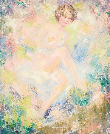 威廉·克莱普 印象派风景中的裸体18 x 15英寸框架26 x 22英寸