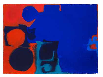 帕特里克·赫伦 紫红色和靛蓝到深蓝的左边：1968年4月58.1 x 79.4厘米。