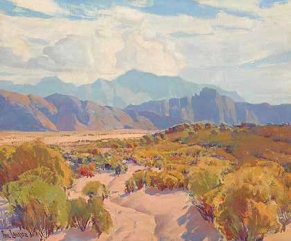 保罗·劳里茨 沙漠和远山25 x 30英寸框架34 x 39英寸