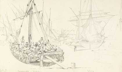 爱德华·威廉·库克，RA 16幅素描集，其中包括：《海关大楼》，朴茨茅斯，1831年，伦敦凯瑟琳码头，1833年，荷兰鲁昂和尼斯，荷兰阿姆斯特丹和沃伦达姆，法国那不勒斯，意大利17 x 22.3cm及以下。