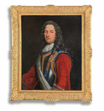 法语学校 一位绅士的肖像，传统上被称为路易·菲利普·德安格斯（Louis Philippe d\’Angers），半身，身穿胸甲和红色外套