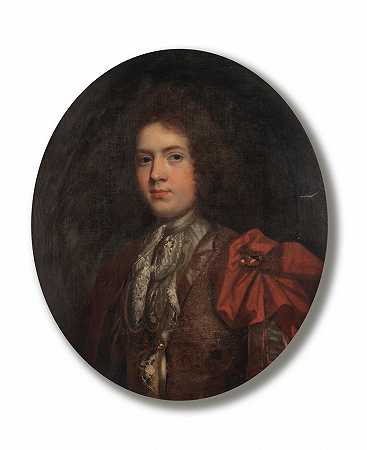 约翰·莱利圈 一位绅士的肖像，胸围，穿着棕色大衣