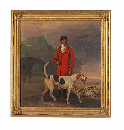 本杰明·马歇尔圈 一位绅士的肖像，据说是阿尔索普勋爵的猎人，查尔斯·金和他最喜欢的猎犬奥斯曼