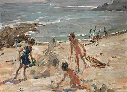 Dorothea Sharp，RBA，ROI 孩子们在海滩上玩耍