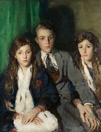 归因于ARA Ambrose McEvoy 三个兄弟姐妹的肖像