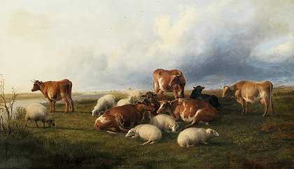 托马斯·西德尼·库珀RA 坎特伯雷草原上的牛羊