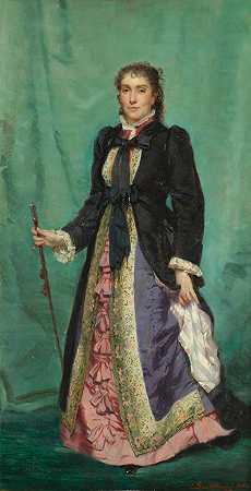 查尔斯·爱德华·布蒂博纳 一位穿着丝绸连衣裙的女士的肖像