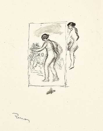 皮埃尔·奥古斯特·雷诺阿 《葡萄藤上的女人》，第四变体，来自皮埃尔·奥古斯特·雷诺阿的12张原始石版画专辑