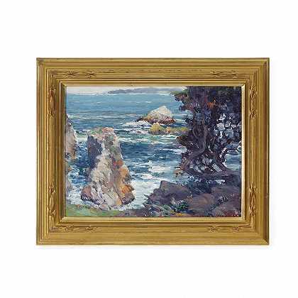威廉·波西·席尔瓦 雾天，Point Lobos 12 x 16英寸框架16 x 20英寸