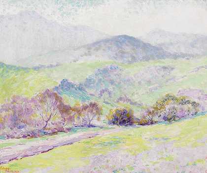 威廉·克莱普 加利福尼亚山黄色和淡紫色15 x 18英寸框架23 x 26英寸