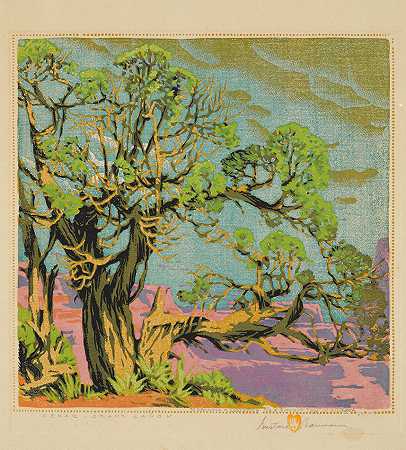 古斯塔夫·鲍曼 雪松大峡谷，1921年13 x 13英寸活页16 5/8 x 14 3/8英寸边框22 x 21 3/4英寸