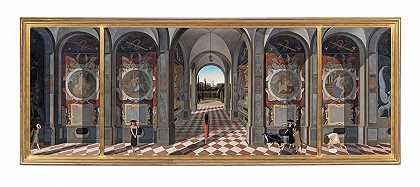 J、尼尔·罗杰 别墅中的Passatempi，一幅三幅独立画布，宽度分别为50.5、152和50.5厘米。