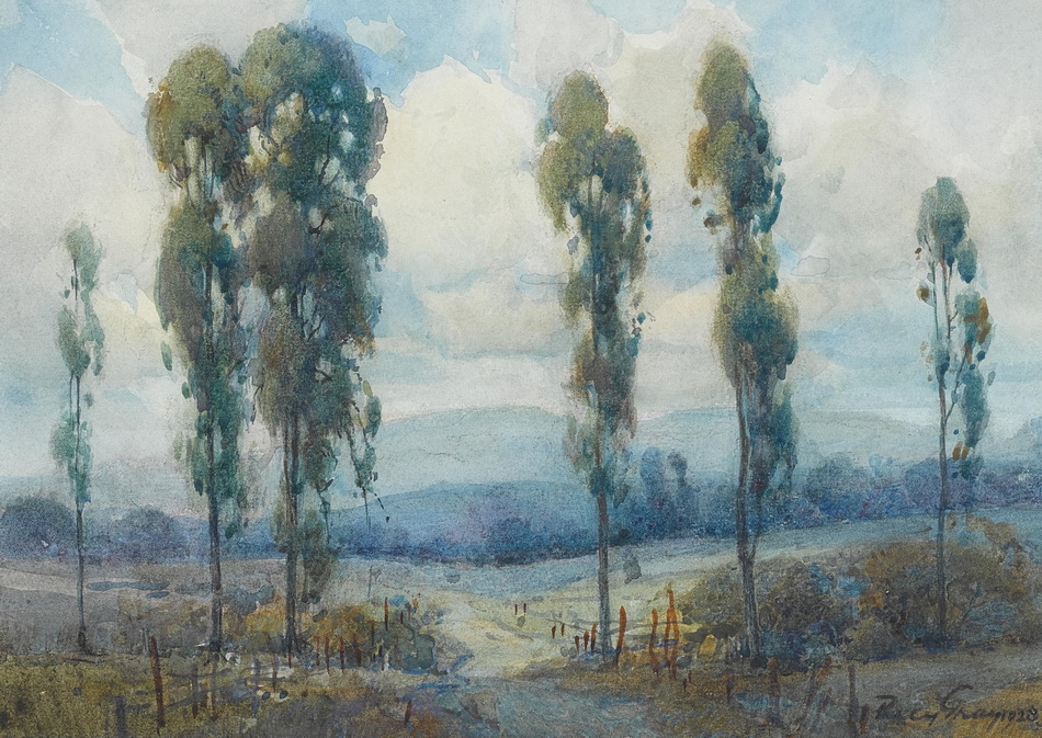珀西·格雷 桉树景观10 x 14英寸框架19 x 22英寸