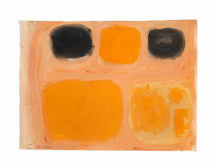 威廉·斯科特R.A。 1号——杏色、橙色和黑色27.3 x 37.5 cm。