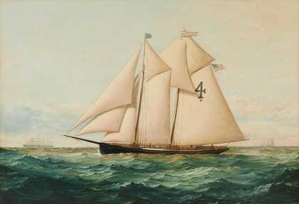 康拉德·弗雷塔格 纽约领航船亚历山大·M·劳伦斯号，4号32 1/8 x 46 1/8英寸