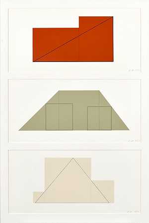罗伯特·曼戈尔德 3幅版画来自《丝网版画之书：多幅油画》1973-1976