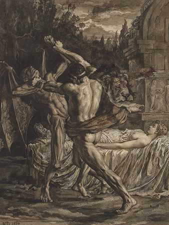 赫伯特·托马斯·狄更斯 大力士为了阿尔西提斯的灵魂与死神搏斗
