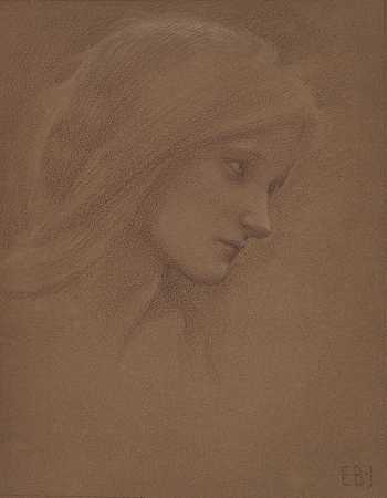 爱德华·科利·伯恩-琼斯爵士，BT.，A.R.A.，R.W.S。 一个年轻女孩的头像，可能是《伯利恒之星》中圣母的头像