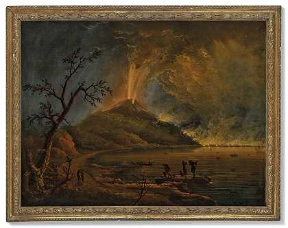 卡洛·波纳维亚 火山夜间喷发，可能是埃特纳火山