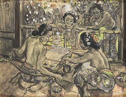 阿德里安·让·梅耶尔·德梅尔普雷斯 巴厘岛编织的女人