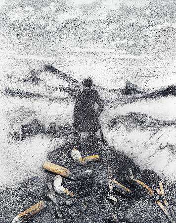 维克·穆尼斯 《灰烬之海之上的流浪者》，源自卡斯帕·大卫·弗里德里希