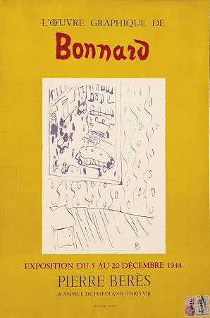 展览海报 Pierre Bonnard的图形作品，展览于1944年12月5日至20日和BRS画廊