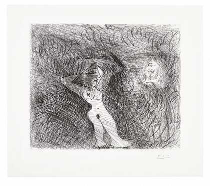 巴勃罗·毕加索 来自347系列的画家在他的模型和模型上绘画
