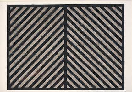 索尔·莱维特 带有黑色边框的两个方向上的黑色和灰色对角带