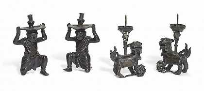 两对青铜火把 中国，17世纪