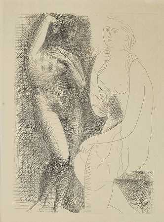 巴勃罗·毕加索 雕像前的裸体女人